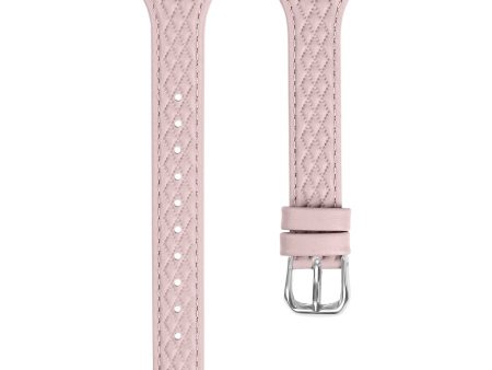 Xiaomi Smart Band 8 Pro Replacement Rhombus Imprinted Genuine Cow Leather Watch Strap - Pink Hot on Sale