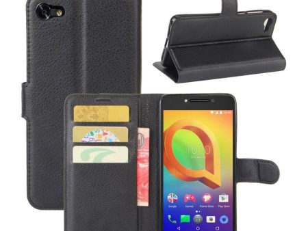 Alcatel A5 litchi skin magnetic PU leather flip case - Black For Discount