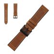 22mm stitching décor leather watch band - Crazy Horse Brown For Discount