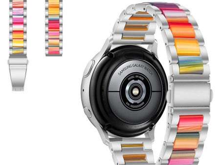 22mm Universal jazzy three bead resin stainless steel watch strap - Silver   Rainbow For Sale