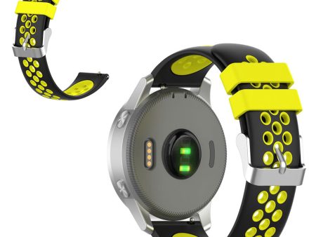 18mm Garmin Vivoactive 4S   Vivomove 3S dual color silicone watch band - Black   Yellow Hot on Sale