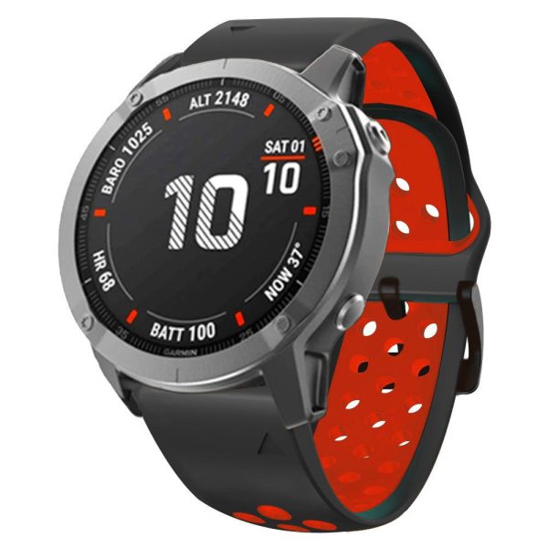 22mm dual color silicone strap for Garmin and Coros watch - Black   Red Online now