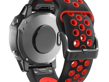 22mm dual color silicone strap for Garmin and Coros watch - Black   Red Online now