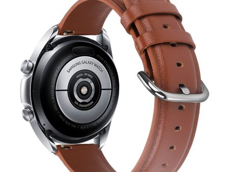 Watch Strap Coros Watch GT   GT 2 46mm   42mm   Samsung Galaxy Watch 46mm First Layer Cowhide Wrist Band - Brown Online Sale