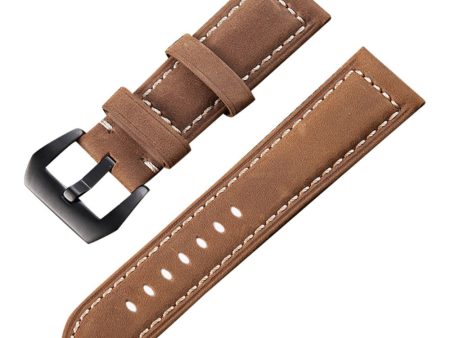 20mm Universal Genuine leather retro style strap - Light Brown   Black Sale