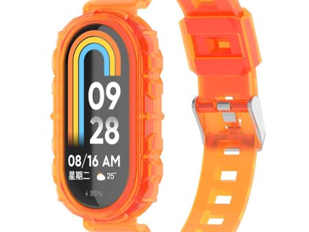 Xiaomi Smart Band 8 silicone strap with cover - Transparent Orange on Sale