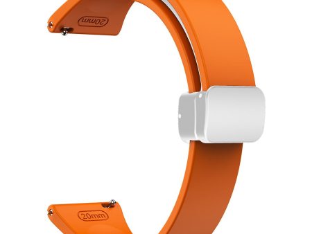 22mm Universal silicone sport strap with silver magnetic buckle - Orange For Discount