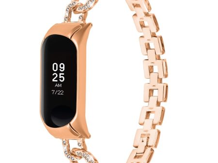 Xiaomi Smart Band 8 rhinestone décor metal strap - Rose Gold on Sale