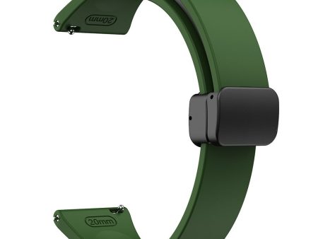 20mm Universal silicone strap with black buckle - Army Green Online now