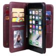 10-slot wallet case for iPhone 8 Plus   7 Plus   6 Plus - Wine Red Hot on Sale