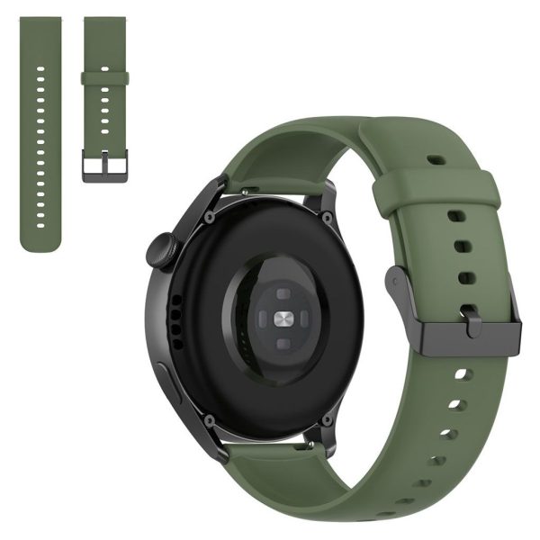 22mm silicone watch strap in stainless steel buckle for Huawei watch - Dark Green Hot on Sale