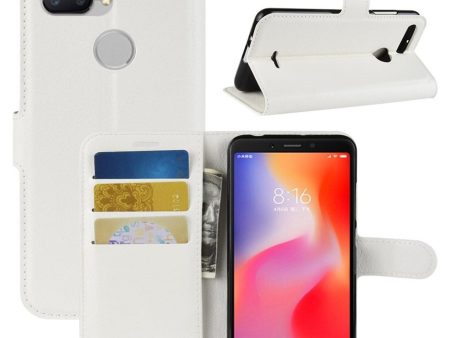 Xiaomi Redmi 6 litchi skin leather flip case - White on Sale