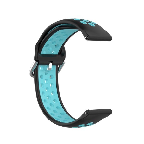 22mm Universal dual color silicone metal buckle watch strap - Black   Teal Online Hot Sale