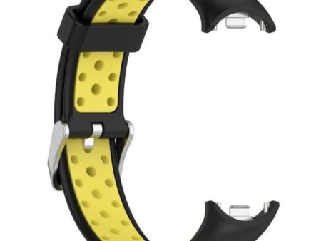 Xiaomi Smart Band 8 Silicone Watch Band Dual Color Adjustable Wrist Strap - Black+Yellow Sale