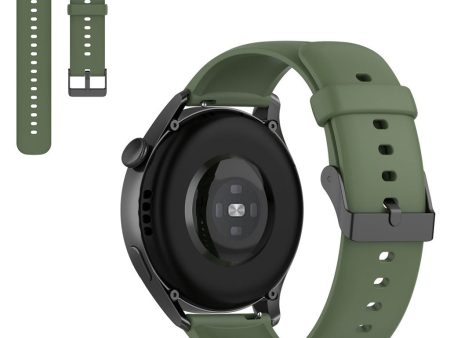 22mm silicone watch strap in stainless steel buckle for Huawei watch - Dark Green Hot on Sale