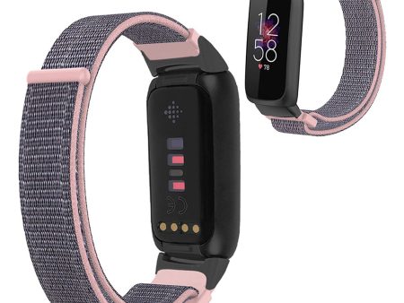 14mm Fitbit Luxe nylon loop watch strap - Sand Pink For Sale