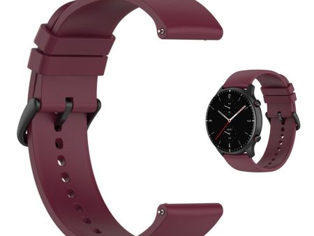 22mm Universal silicone quick release watch strap - Wine Red   Black Buckle For Sale