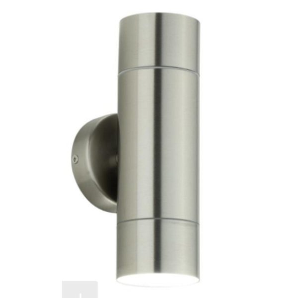 Outdoor Up Down Wall Light in Black or Stainless Steel For Sale