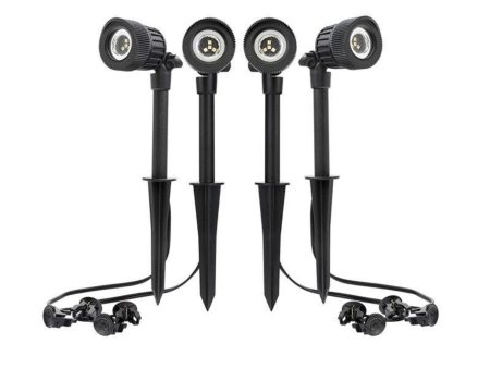 Pinnacle LED Garden Spot Spike Light Kit 4 Pack 12v in Black Online Sale