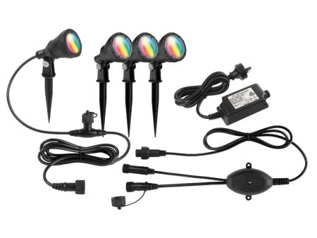 Smart Botanic Wi-Fi RGB LED Garden Light Kit (4 Pack) in Black Sale